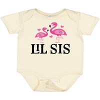 Inktastic Little Sister Girls Lil Sis Flamingo Poklon Za Djevojčice Bodi