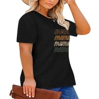Anbech majice za Majčin dan Plus veličine za žene grafički Leopard Mama Print Oversize kratke rukave majica
