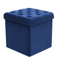 Edgemod Lauren Velvet Cube Storage otoman u plavoj boji
