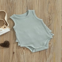 Seyurigaoka Baby Romper bez rukava sa ukrasom na volane, jednobojna pamučna ljetna odjeća u slatkom stilu