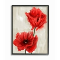 Stupell Industries mekani Mak sa laticama crvena bež cvjetna slika uokvirena zidna umjetnost dizajn Daphne Polselli, 24 30
