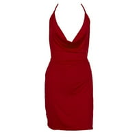 Ljetne haljine Seksi strana Slim Slim Mini dubokih V-izreza bez rukava bez rukava za žene Crveni XL