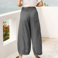 Prime Day Deals Today Yourumao lanene pantalone za žene lepršave pantalone sa širokim nogama sa vezicama