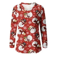 Ženski V-izrez Casual Božićni Print Raglan majica dugih rukava Top Hot8sl4488891