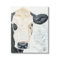 Fluelll cvjetna krava seoska kuća ruralni portretni životinje i insekti Galerija slikanje zamotane platnene ispis zidne umjetnosti