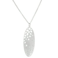 & O srebrni ogrebni ovalni oblik sa kristalnim i žigosnim ogrlica u obliku srca