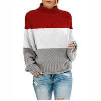 Skpblutn ženski džemperi pulover zimska jesen ležerni udobni topovi s ramena labavi okrugli izrez Dugi rukav Plus Veličina pleteni džemper crveni Xxl