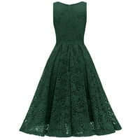 Ženska Moda Vintage V-izrez kratki rukav kontrast Dovetail tanka čipkasta večernja haljina
