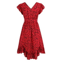 Ljetne ženske haljine Plus Size Clearance ženske ljetne V-izrez kratke rukave nepravilna suknja sa leopard