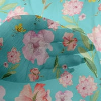 oneOone viskoza šifon tirkizno plava tkanina cvijet i lišće akvarel Diy Odjeća prošivena tkanina Print Fabric by Yard e Wide