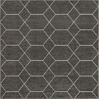 Jedinstveni geometrijski trellis Frieze ćilim tamno sivom bjelokosti 5 '3 8' pravokutnik redovis Tradicionalni