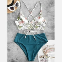 Ženski Kupaći Kostimi Print Bikini Cvijet Veličina Odjeća Za Plažu Kompleti Dva Podijeljena Kupaćeg Kostima