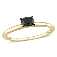 Carat T.W. Black Diamond 14KT Žuti zlatni pasijan za angažman prsten