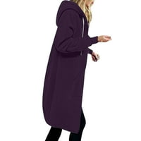 Lhked Hoodie za žene zimska jesen Clearnce jednobojna jakna za zgušnjavanje i flis i zimski Zipper Dugi