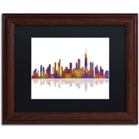 Zaštitni znak Likovna umjetnost Chicago Illinois Skyline 2 Umjetnost platna Marlene Watson crni mat, drveni okvir