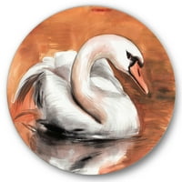 Designart' Close Up Swan On the Water ' tradicionalni krug metalni zid Art-disk od 11
