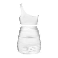 Ženske haljine klirens bez rukava čvrsta labava dužina koljena Mini jedno rame ljetna haljina bijela m