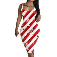 Mini haljina Print American Ladies Klupska odjeća Ženska haljina zastava bez rukava bez rukava CAMI prsluk