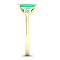 Imperial Gemstone 10k žuto zlato osmerokutni rez smaragd 1 10ct TW Diamond Ženski prsten
