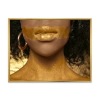 PROIZVODNJAČA 'Afro Amerikanka sa zlatnom bojom na tijelu' Moderna uokvirena platna zidna umjetnost