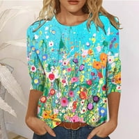 Auroralne majice za žene klirens ženski Print dugi rukavi vrhovi labava bluza Casual majice tunika