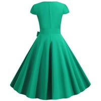 Ležerne haljine za žene Solid Fit & Flare Scoop vrat kratki kratki rukav zeleni M