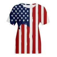 Ženske majice 4. jula Patriotski Američki pokloni Dan nezavisnosti Print bluza posada vrat kratki rukav crveni XXL
