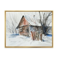 PROIZVODNJA 'Stara napuštena drvena kuća u zimskom snijegu Slika' Tradicionalni uokvireni platno zidno umjetnički otisak