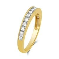 Zauvijek Nevjesta 0. Carat TW okrugli dijamantski kanal vjenčani prsten od 10k žutog zlata