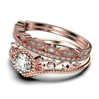 Antikni Art Deco 2. Karatni okrugli rez kruna dijamant Moissanite zaručnički prsten, vjenčani prsten,