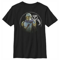 Dječački Ratovi zvijezda: Mandalorijanska grafička majica Mandalore crna velika