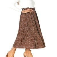 Mialoley ženska duga suknja ženske elastične trake sa cvetnim tačkama, Plisirana Casual suknja A kroja
