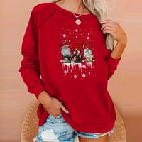 GiliGiliso ženski vrhovi ženski Božićni Print okrugli vratni džemper labava bluza Duks bez kapuljača Ležerna jesenja trgovina