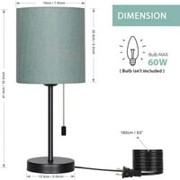 Moderna stolna svjetiljka, jednostavna sa svijetlo plavom hladom tkanine, prekidač za lanac