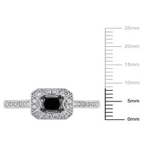 Carat T. W. princeza i okrugli crno-bijeli dijamant 10kt zaručnički prsten od bijelog zlata