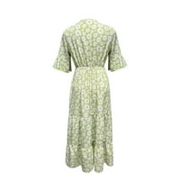 Ljetna haljina Ženska ljetna modna kratka rukava okrugla vrat za obrubljena rukava cvjetna haljina za