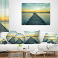 Dizajnerski vlasnik drva u žuto plavo more - drveni jastuk za bacanje morskih mosta - 12x20