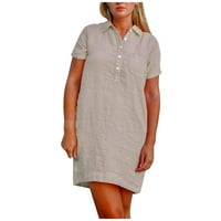 Ljetne haljine za prodaju za žene za žene kratki rukav košulju od pune boje V-izrez midi fit i flare y2k