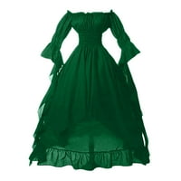 Ženski vrhovi Dressy Case Casual visoke niske pufne rukave s ramena ruffle klizač haljina zelena xxxxxl