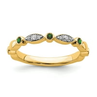 Izrazi slaganja Karat Yellow Gold Lab kreirao je smaragdni i dijamantski prsten