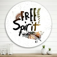 Designart 'Free Spirit Ethnic Feather' Bohemian & eklektičan krug metalni zid Art-disk od 36
