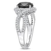 1-karatni T. W. crno-bijeli dijamant 10kt zaručnički prsten od bijelog zlata