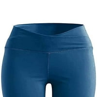 Brilliantme Žene goli osjećaj vježbanje vuče VEI-DYED V CROSS Struk joga hlače sa bočnim džepovima Plavi