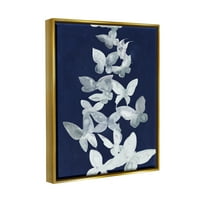 Stupell Industries Plave leptire apstrakcijske životinje i insekti slikajući zlatni plivanje Flater Framed Art Print Wall Art