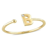 Dijamantski naglasak 10kt žuto zlato početni B otvoreni prsten