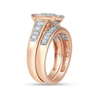 10k ružičasto zlato zauvijek nevjesta 1cttw zaručnički prsten kvadratnog klastera