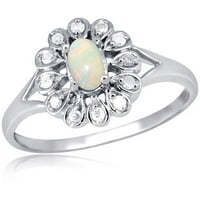 0. Karat T. G. W. Opal dragi kamen i karat T. W. bijeli dijamantski prsten