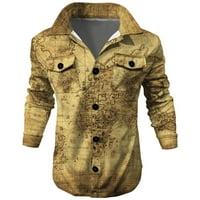 Muška jakna Button up rever štampana odjeća za muškarce Dugi rukav jesen Casual out Jackets Streetwear
