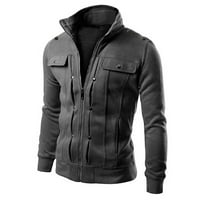 Huiniadese Jacket rever Cardigan dizajniran Slim Coat muški muški kaputi i jakne jakna za ispod kaputa tamno siva XXL