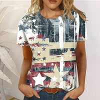 B91xz majice za Dan nezavisnosti žena za žene štampaju dnevne letnje majice za žene o vrat Tank Tops American of July Navy, XL